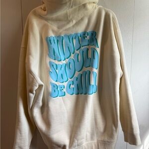 Lover boy Men's Cream Hoodie with Teal Graphic - Winter Should Be Chill